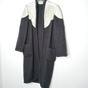 Vintage 70s Dominic Rompollo Long Wool Coat In Black Size Small